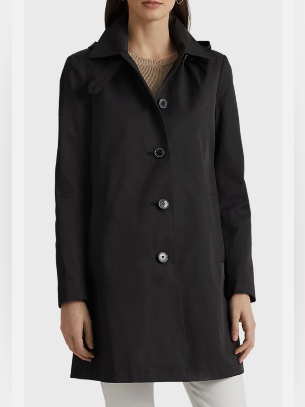 Lauren Ralph Lauren Black Women's Single-Breasted  Rain Trench Coat Small